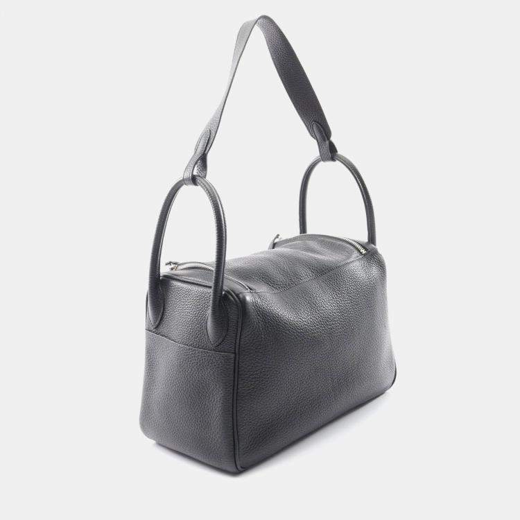 Pre Owned Hermes Lindy 30 Black Taurillon Clemence Leather Shoulder Bag