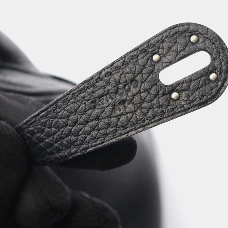 Pre Owned Hermes Lindy 30 Black Taurillon Clemence Leather Shoulder Bag