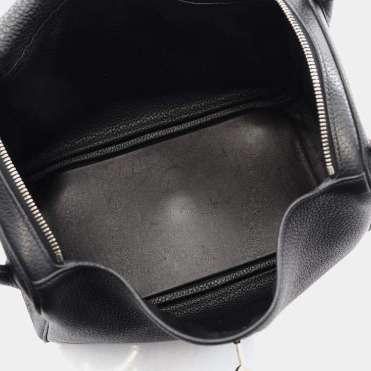 Pre Owned Hermes Lindy 30 Black Taurillon Clemence Leather Shoulder Bag
