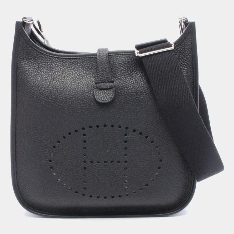 Pre Owned Hermes Evelyne 29 Black Taurillon Clemence Leather Shoulder Bag