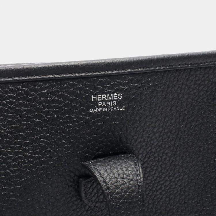 Pre Owned Hermes Evelyne 29 Black Taurillon Clemence Leather Shoulder Bag