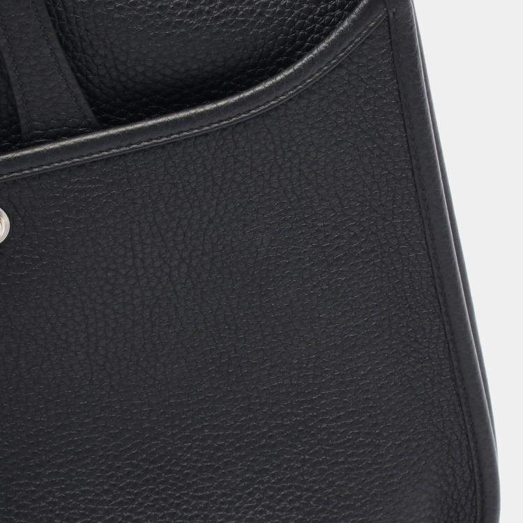 Pre Owned Hermes Evelyne 29 Black Taurillon Clemence Leather Shoulder Bag