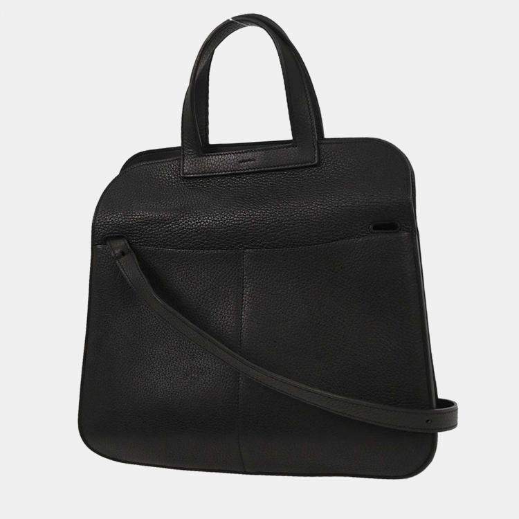 Pre Owned Hermes  Halzan 31 2way Black Taurillon Clemence Tote Bag