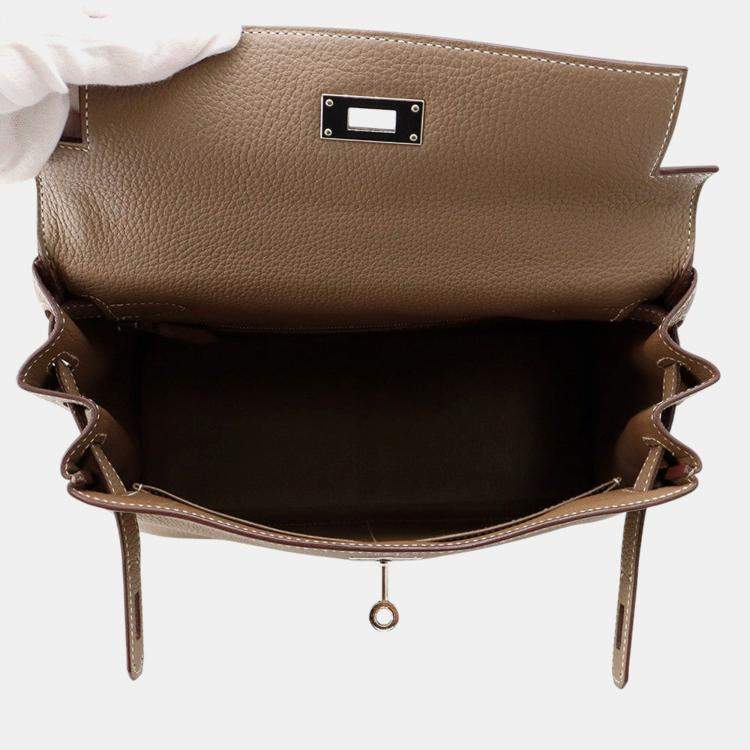 Pre Owned Hermes Kelly Retourne Etoupe Togo Leather Size 28