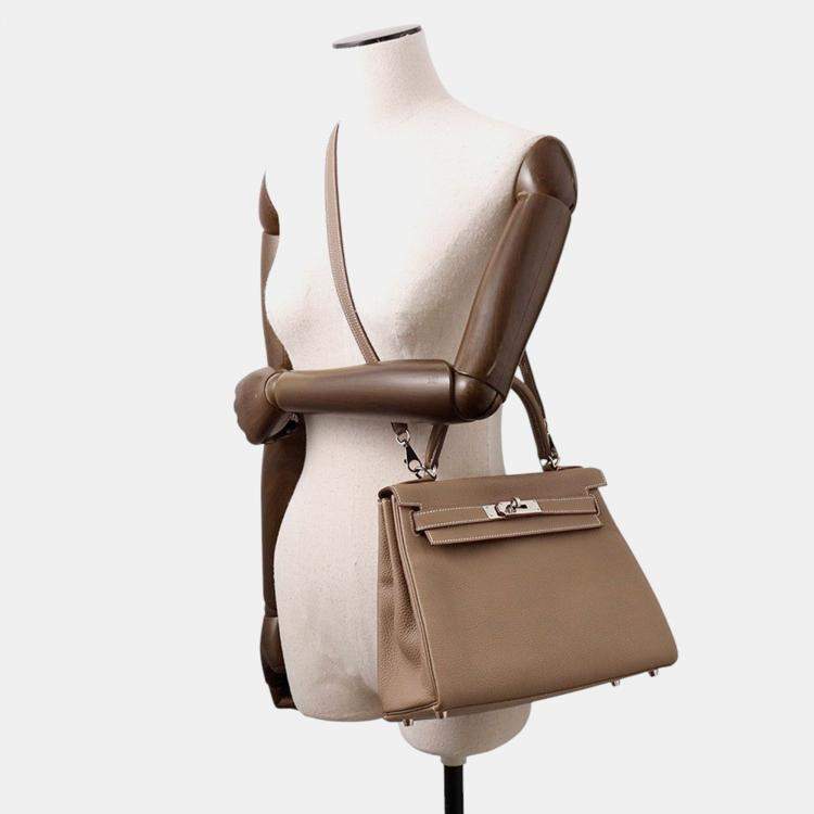 Pre Owned Hermes Kelly Retourne Etoupe Togo Leather Size 28