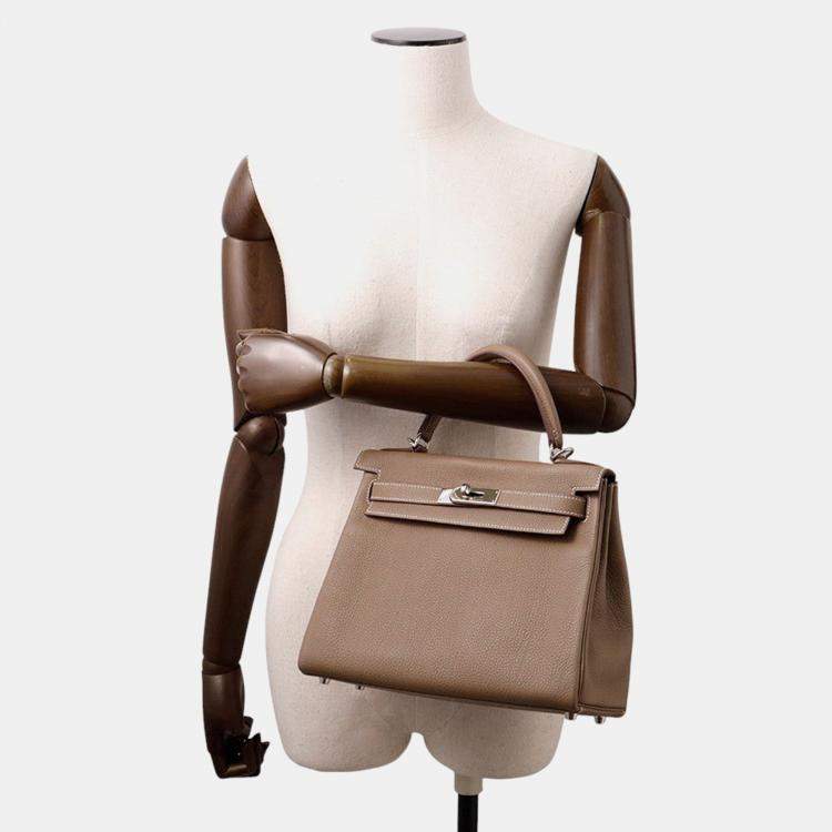 Pre Owned Hermes Kelly Retourne Etoupe Togo Leather Size 28