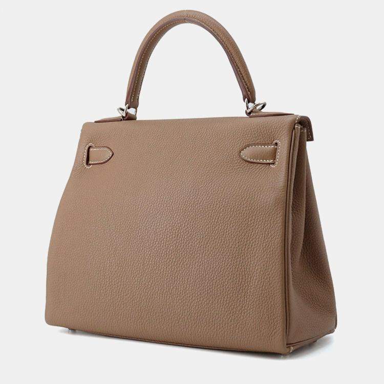 Pre Owned Hermes Kelly Retourne Etoupe Togo Leather Size 28
