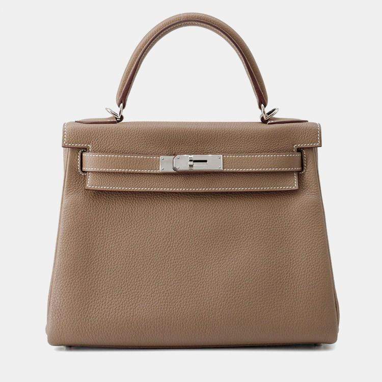Pre Owned Hermes Kelly Retourne Etoupe Togo Leather Size 28