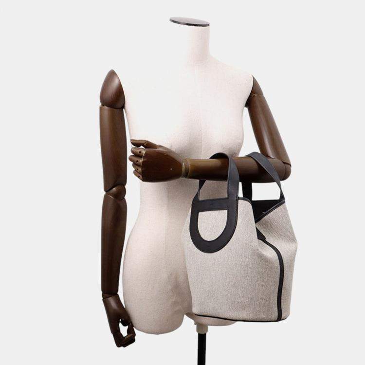 مملوكة مسبقًا Hermes In The Loop Ecru/Black Toile H Swift Leather Size 23