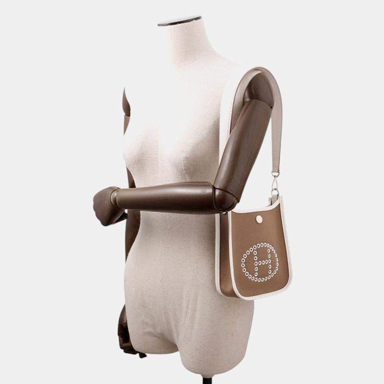 Pre Owned Hermes Neo Evelyne Etoupe/Gris Perle/Dune Toile Leather Size Tpm