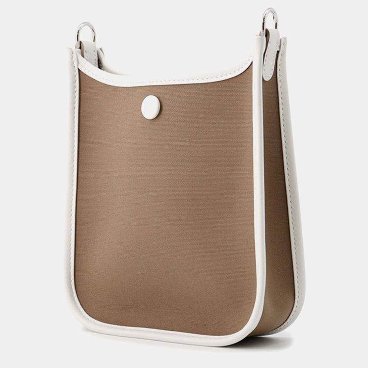 Pre Owned Hermes Neo Evelyne Etoupe/Gris Perle/Dune Toile Leather Size Tpm