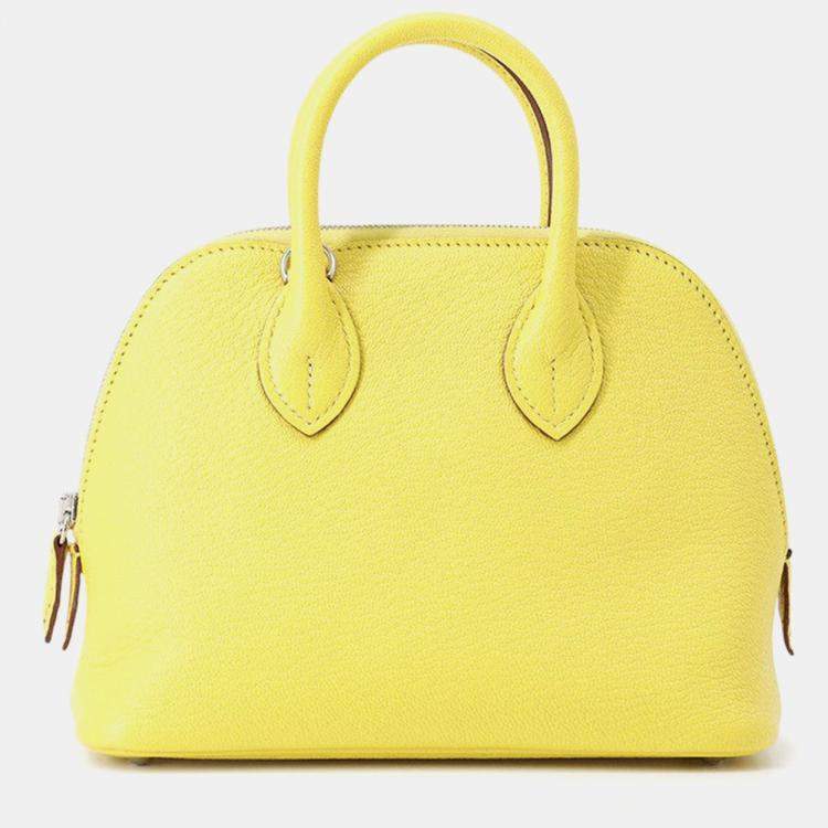 مملوكة مسبقًا Hermes Bolide 1923 Lime Chevre Myzore Goatskin Size Mini