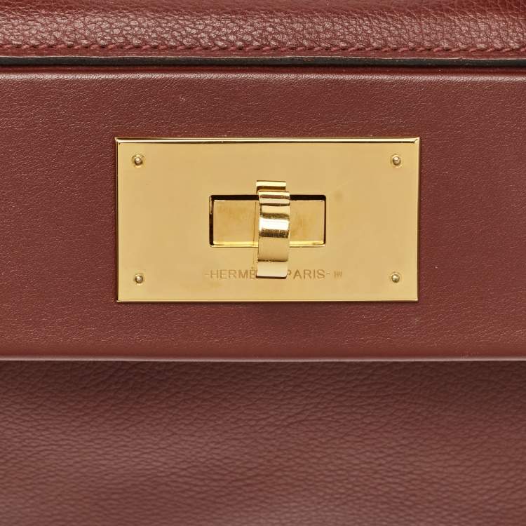 Pre Owned Hermès 24/24 21 Rouge H Evercolor and Swift Leather Bag