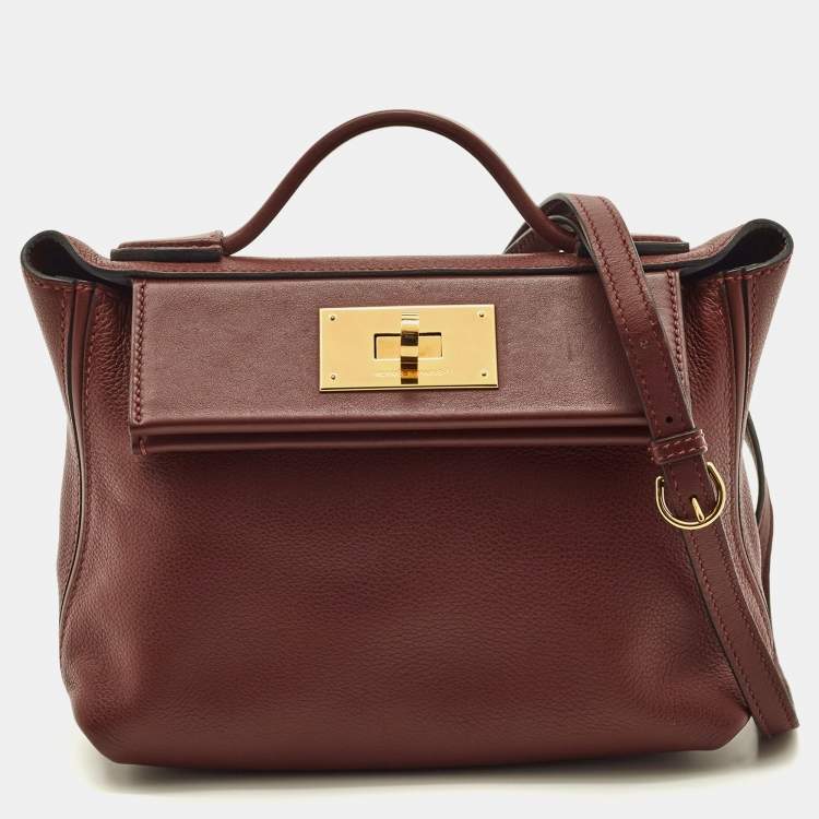 Pre Owned Hermès 24/24 21 Rouge H Evercolor and Swift Leather Bag