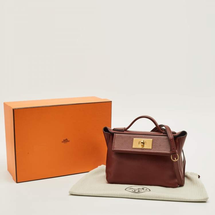 Pre Owned Hermès 24/24 21 Rouge H Evercolor and Swift Leather Bag