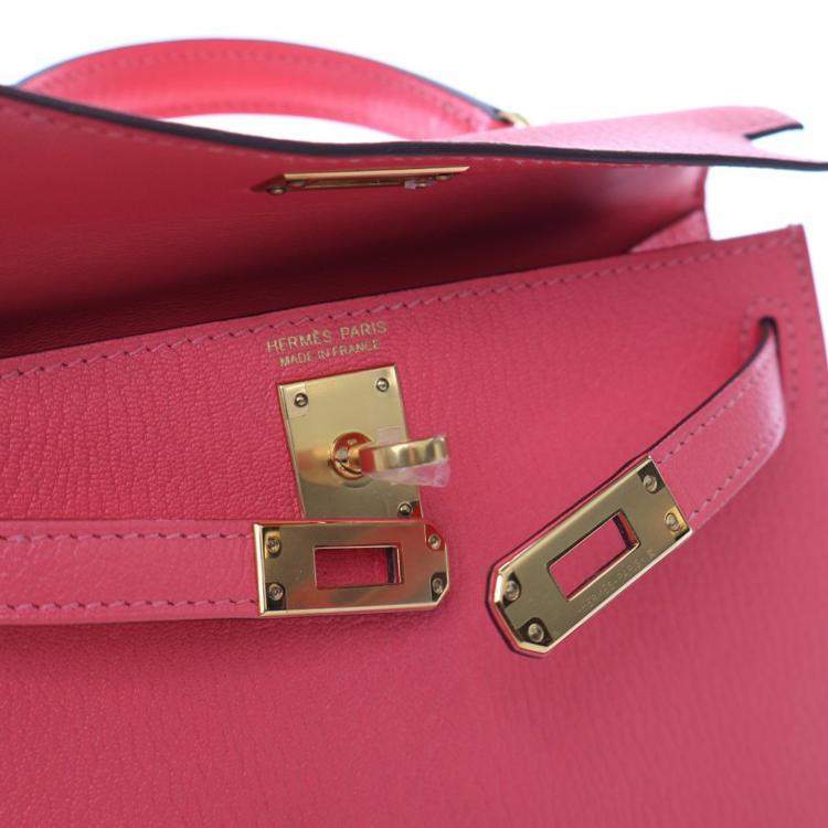 مملوكة مسبقًا Hermes Rose Azalea Chevre Mysore Mini Kelly 20