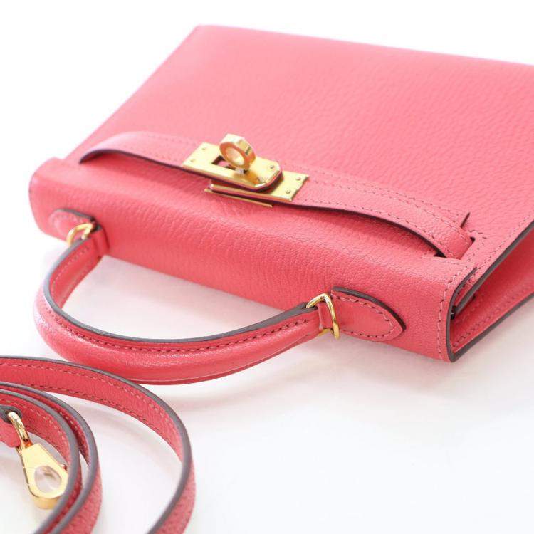 مملوكة مسبقًا Hermes Rose Azalea Chevre Mysore Mini Kelly 20