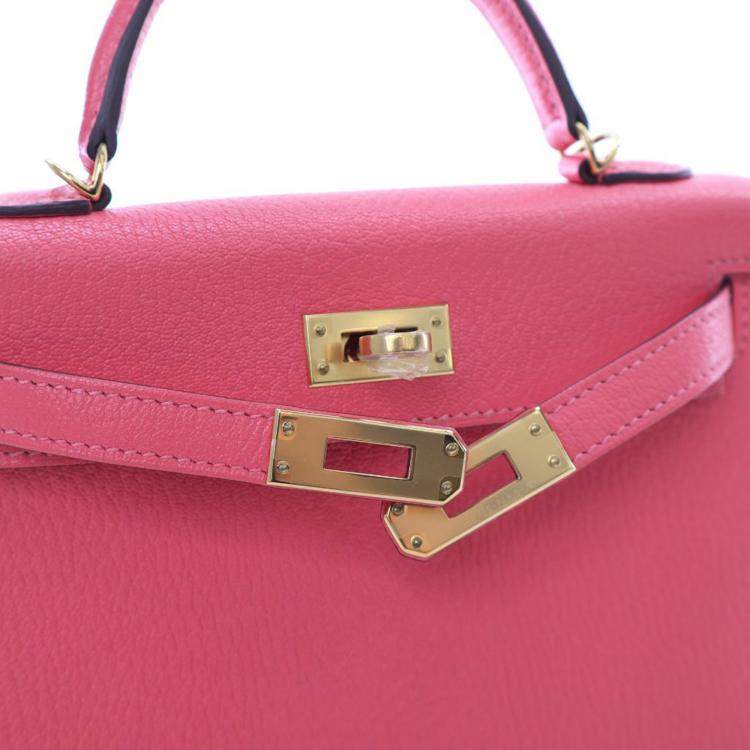 مملوكة مسبقًا Hermes Rose Azalea Chevre Mysore Mini Kelly 20