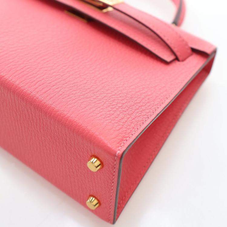 مملوكة مسبقًا Hermes Rose Azalea Chevre Mysore Mini Kelly 20