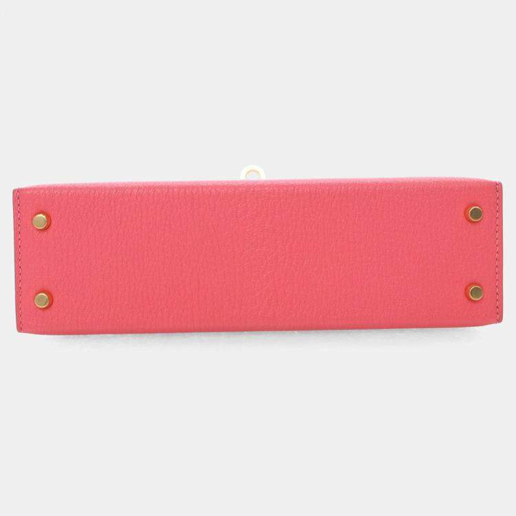 مملوكة مسبقًا Hermes Rose Azalea Chevre Mysore Mini Kelly 20