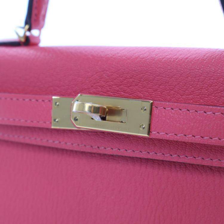 مملوكة مسبقًا Hermes Rose Azalea Chevre Mysore Mini Kelly 20