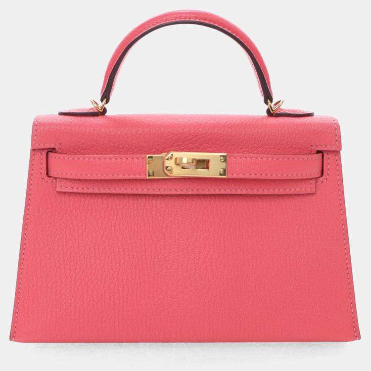 مملوكة مسبقًا Hermes Rose Azalea Chevre Mysore Mini Kelly 20