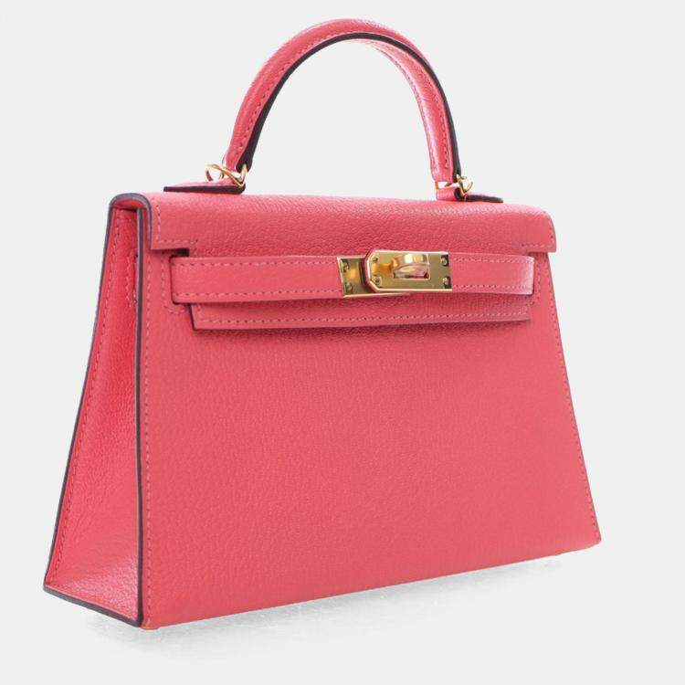مملوكة مسبقًا Hermes Rose Azalea Chevre Mysore Mini Kelly 20