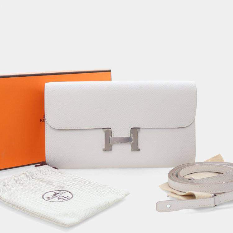 Pre Owned Hermes Gris Perle Epsom Constance To Go Wallet