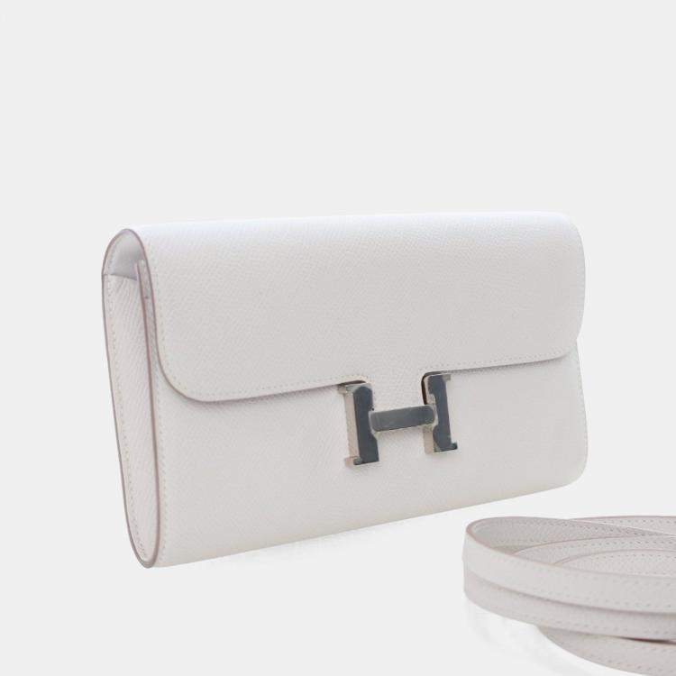 Pre Owned Hermes Gris Perle Epsom Constance To Go Wallet