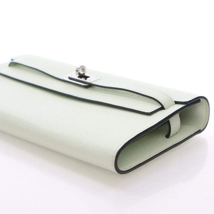 Pre Owned Hermes Vert Fizz Epsom Kelly To Go Wallet
