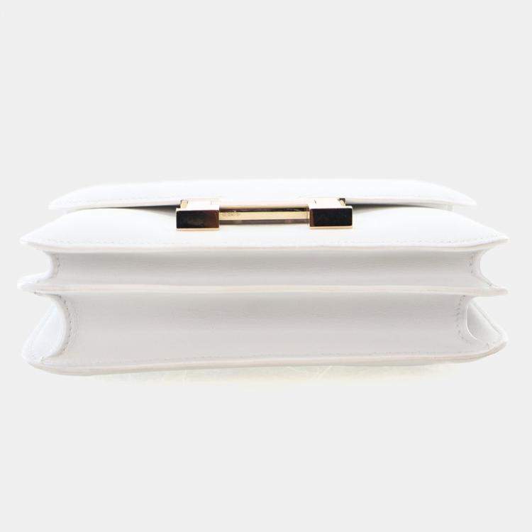 Pre Owned Hermes White Swift Mini Constance 18