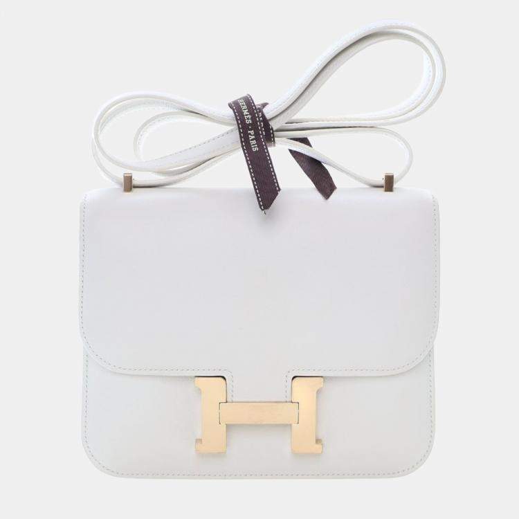 Pre Owned Hermes White Swift Mini Constance 18