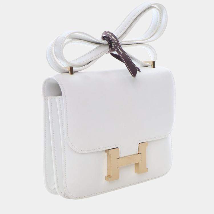 Pre Owned Hermes White Swift Mini Constance 18