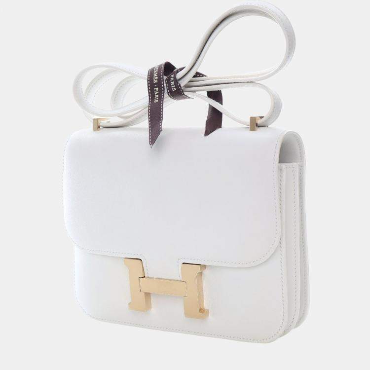 Pre Owned Hermes White Swift Mini Constance 18