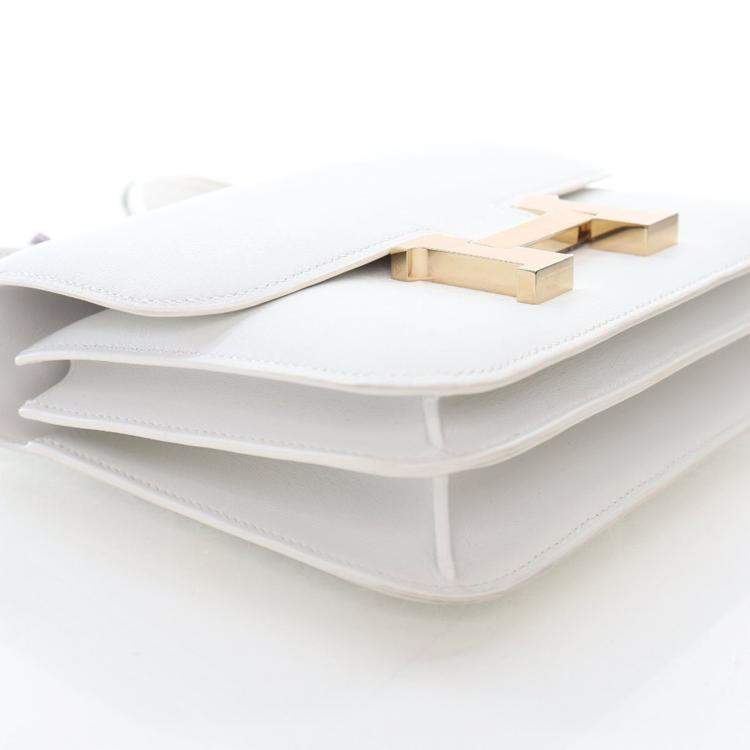 Pre Owned Hermes White Swift Mini Constance 18