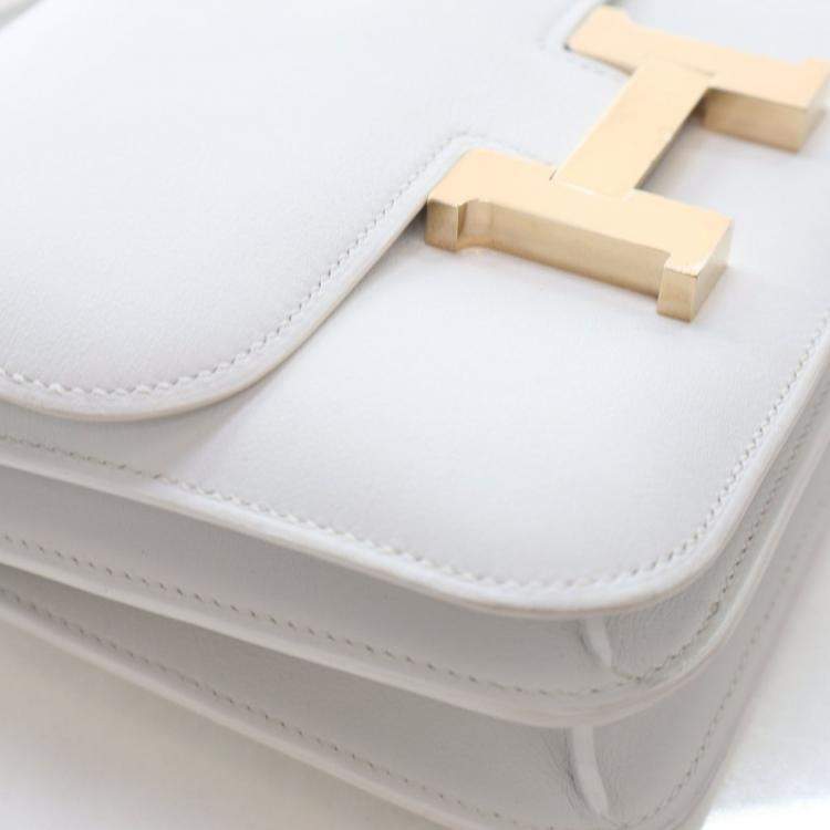 Pre Owned Hermes White Swift Mini Constance 18