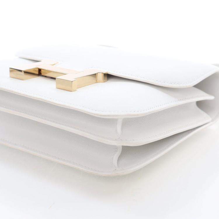 Pre Owned Hermes White Swift Mini Constance 18