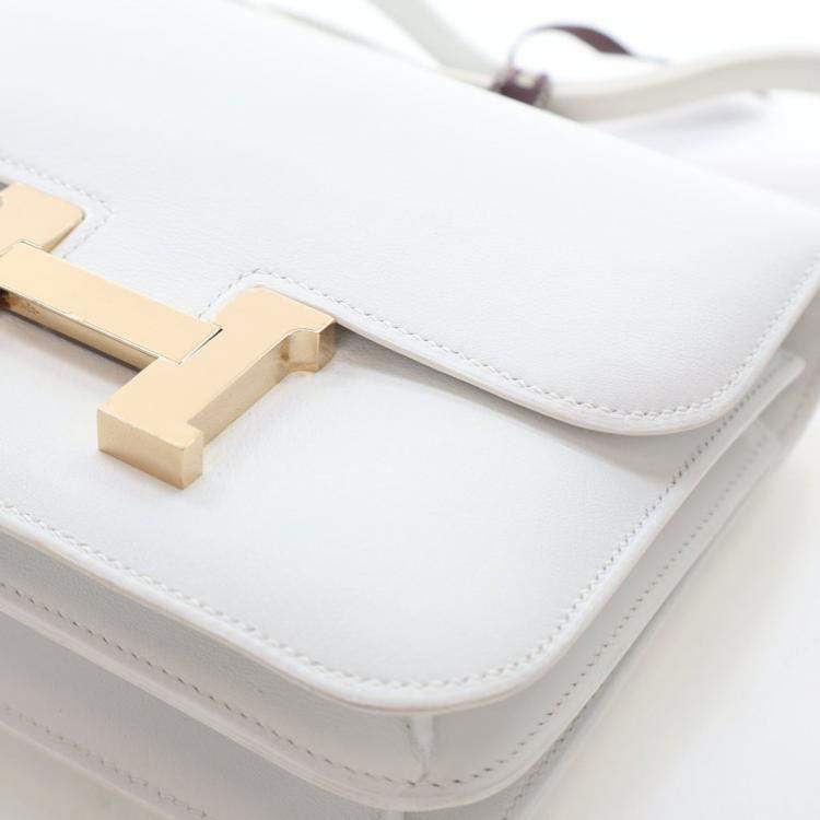 Pre Owned Hermes White Swift Mini Constance 18