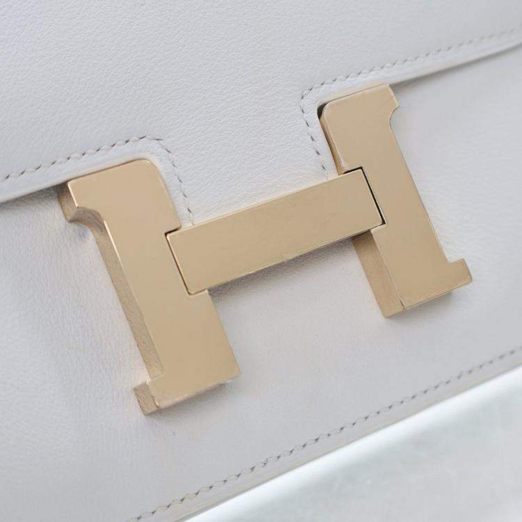 Pre Owned Hermes White Swift Mini Constance 18
