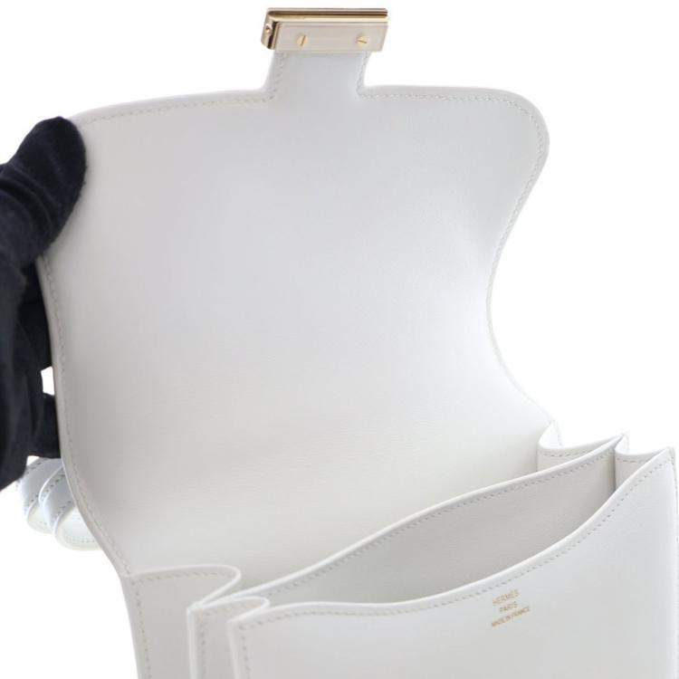 Pre Owned Hermes White Swift Mini Constance 18