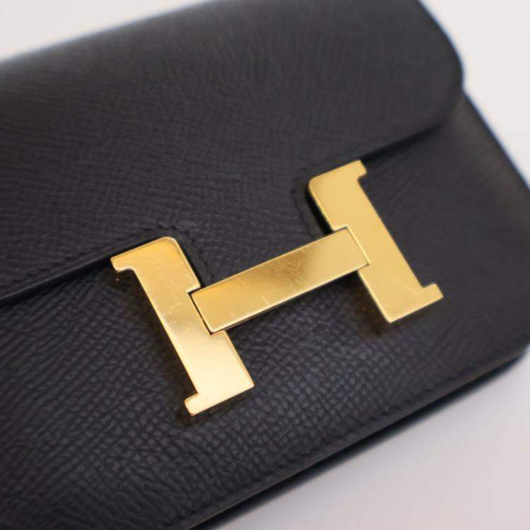 مملوكة مسبقًا Hermes Noir Epsom Constance Slim Wallet