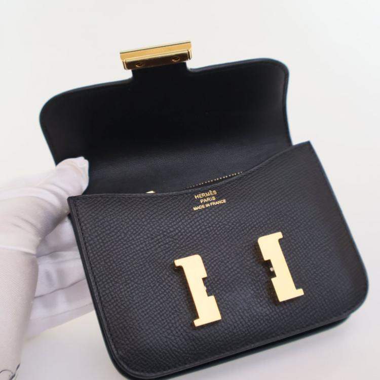مملوكة مسبقًا Hermes Noir Epsom Constance Slim Wallet