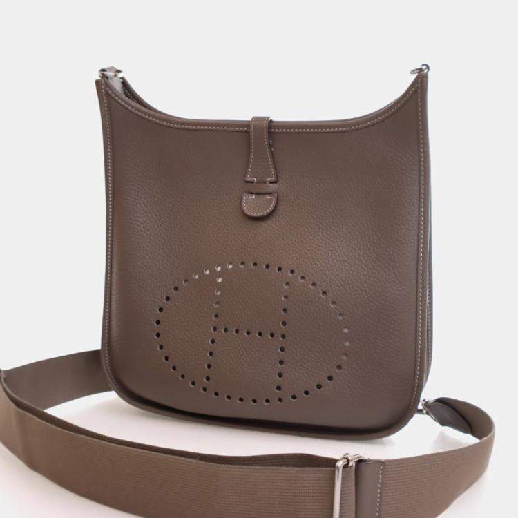 Pre Owned Hermes Etoupe Clemence Evelyne III PM