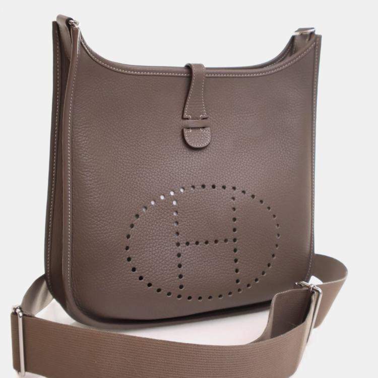Pre Owned Hermes Etoupe Clemence Evelyne III PM