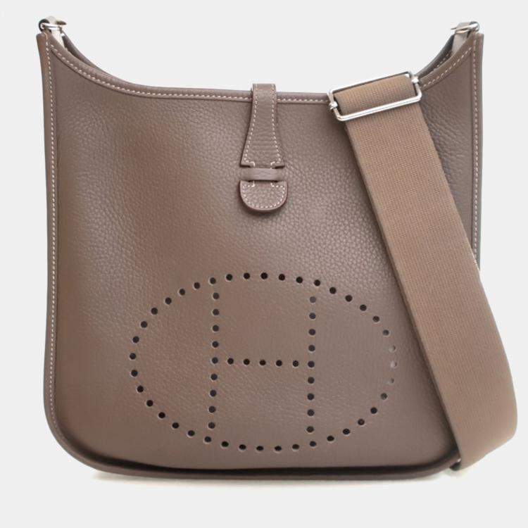 Pre Owned Hermes Etoupe Clemence Evelyne III PM