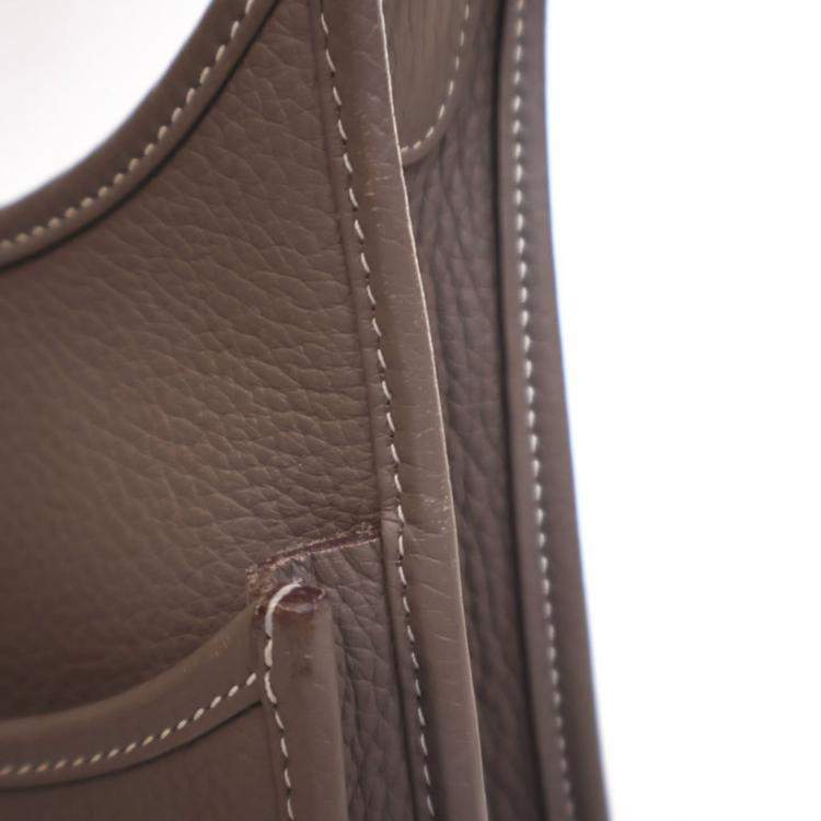 Pre Owned Hermes Etoupe Clemence Evelyne III PM