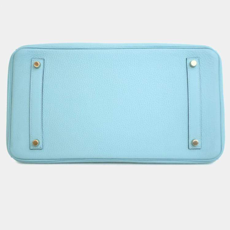 Pre Owned Hermes Bleu Atoll Togo Birkin 35