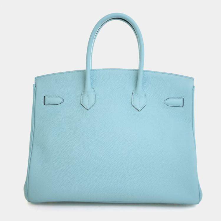 Pre Owned Hermes Bleu Atoll Togo Birkin 35