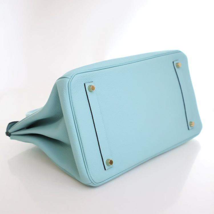 Pre Owned Hermes Bleu Atoll Togo Birkin 35