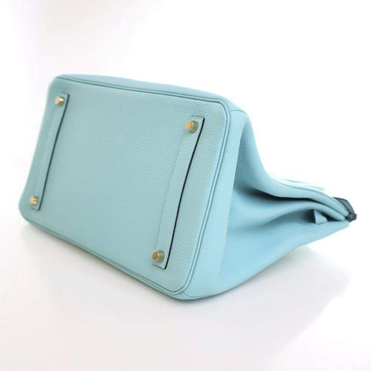 Pre Owned Hermes Bleu Atoll Togo Birkin 35